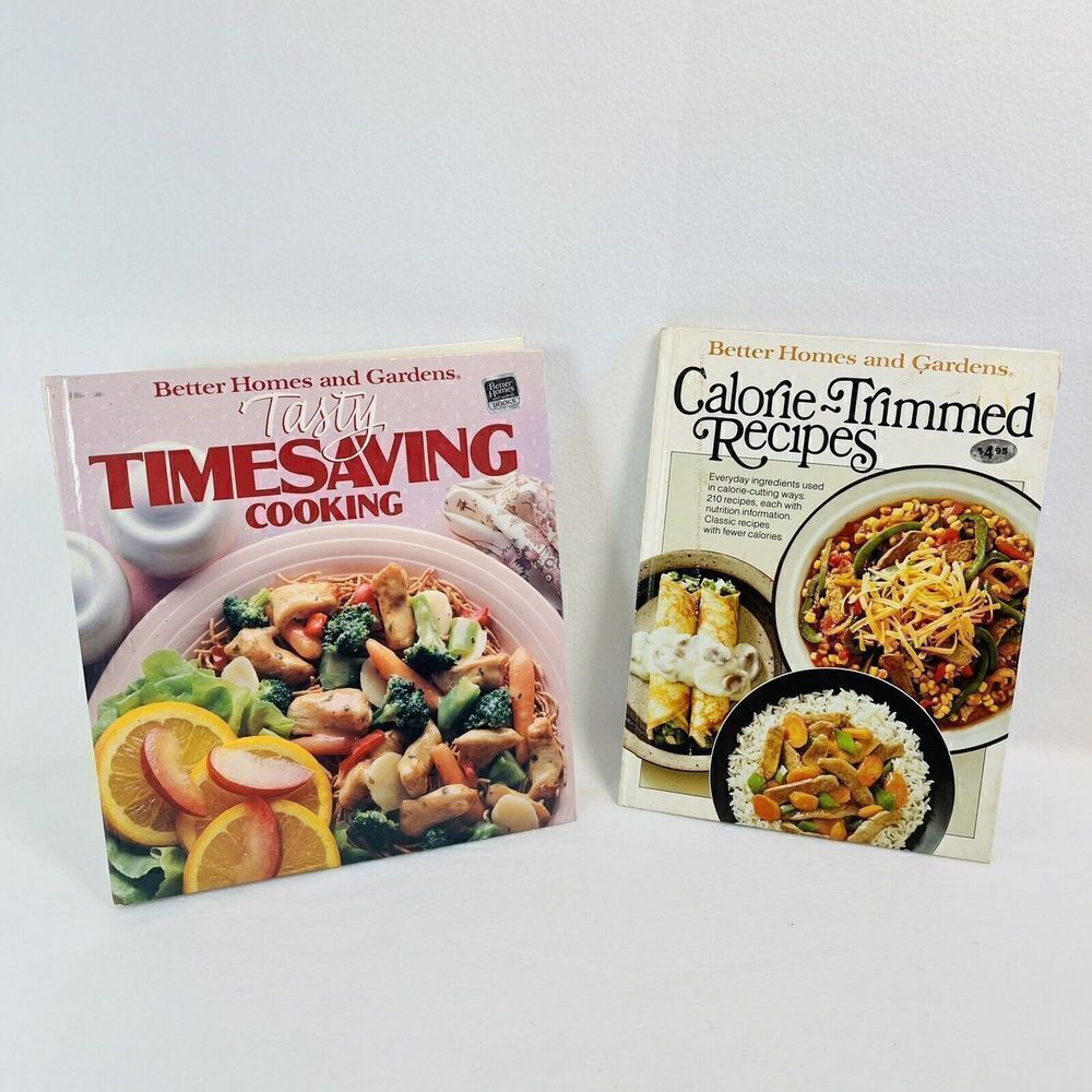 2 Vintage Better Homes & Gardens Cookbooks Bundle Lot Time Saving & Low Calorie